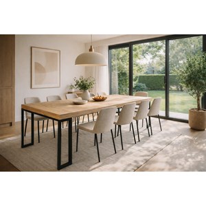 Vella table console extensible 8-10 personnes effet bois 235cm