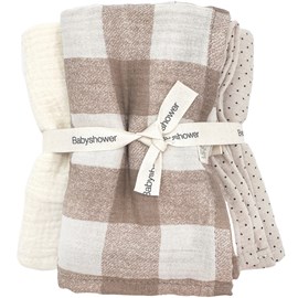 Lot de 3 langes vichy caramel (70 x 70 cm)