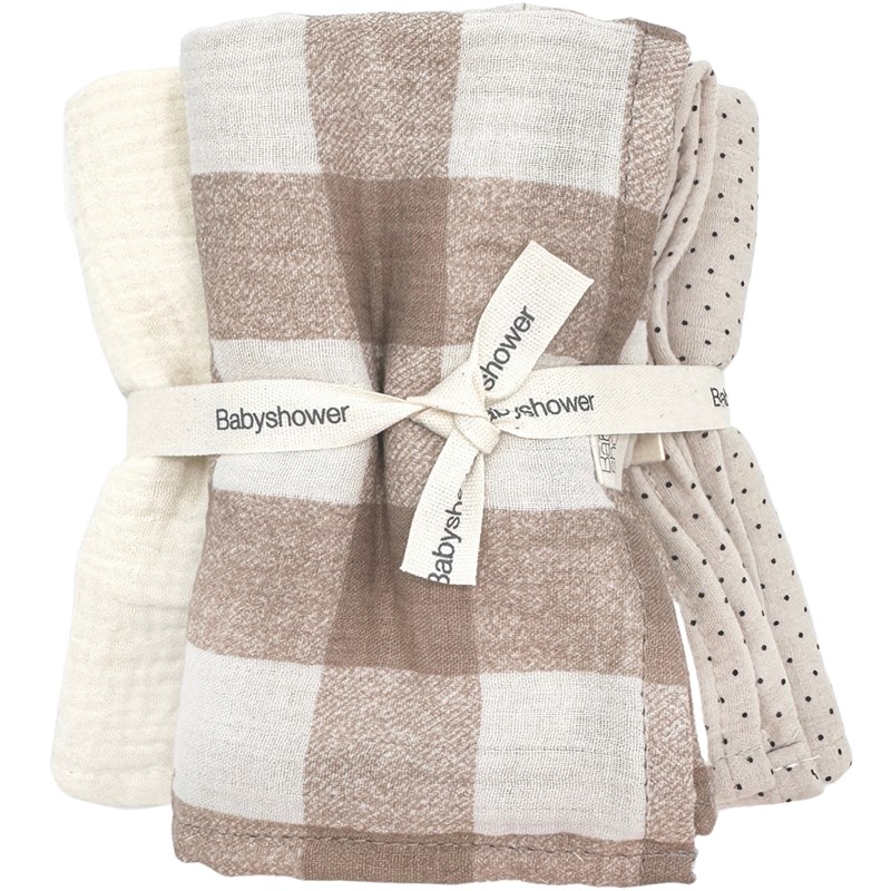 Lot de 3 langes vichy caramel (70 x 70 cm)