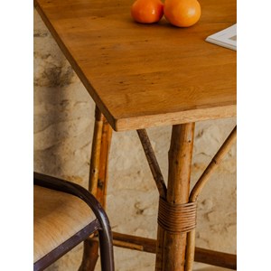 Table d'appoint en rotin et chêne n°777