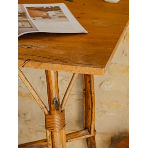 Table d'appoint en rotin et chêne n°777
