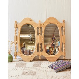 Grand miroir sablé en bois n°1036