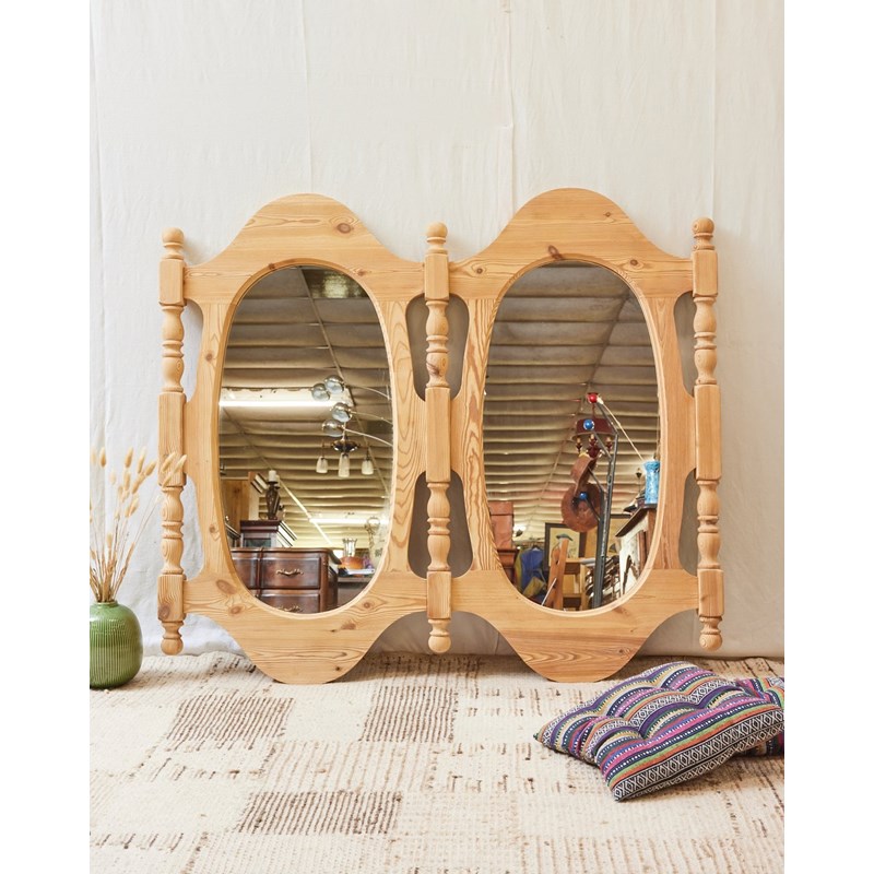 Debongout - Grand miroir sablé en bois n°1036