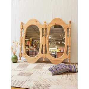 Grand miroir sablé en bois n°1036