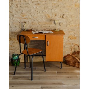 Bureau et la chaise en bois et métal n°587