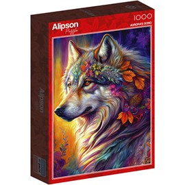 Puzzle 1000 pièces loup avec fleurs