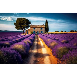 Puzzle 1000 pièces maison champs lavande