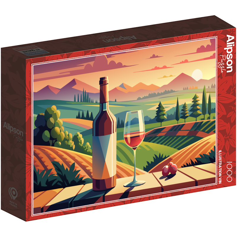 Puzzle 1000 pièces illustration de vin