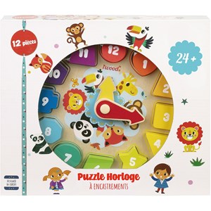 Puzzle des formes horloge en bois