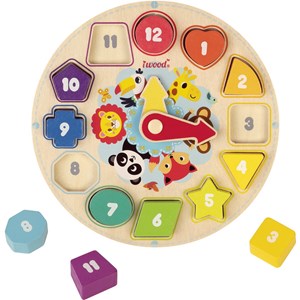 Puzzle des formes horloge en bois