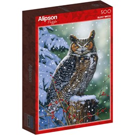 Puzzle 500 pièces hibou en hiver