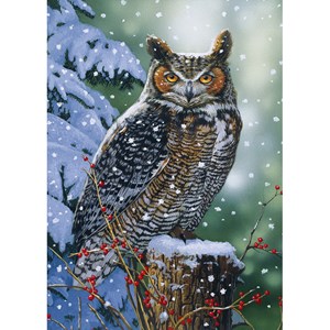 Puzzle 500 pièces hibou en hiver