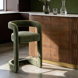Tabouret de bar en tissu vert