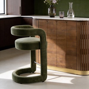 Tabouret de bar en tissu vert