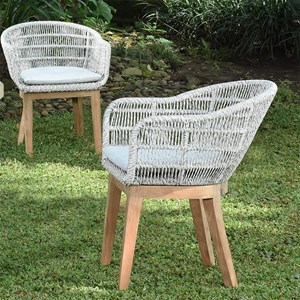 Fauteuils en résine tressée grise chiné lounge avec coussin (lot de 2)