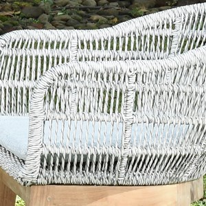 Fauteuils en résine tressée grise chiné lounge avec coussin (lot de 2)