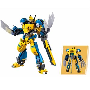 Robot super pr mecha jaune bleu