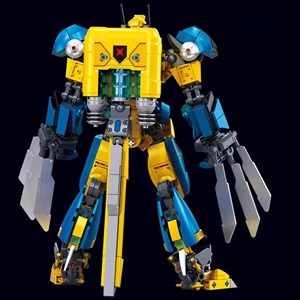 Robot super pr mecha jaune bleu