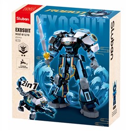 Robot mecha 2 en 1 bleu gris