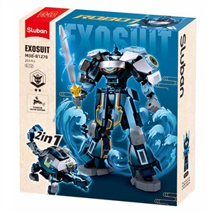 Robot mecha 2 en 1 bleu gris