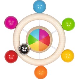 Hochet toupie de perles arc-en-ciel