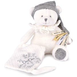 Peluche attache-sucette ours pantin argent (20 cm)