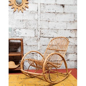 Grand rocking-chair en rotin clair n°67