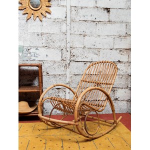 Grand rocking-chair en rotin clair n°67