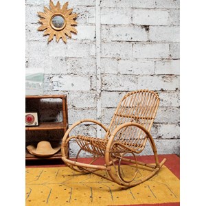 Grand rocking-chair en rotin clair n°67