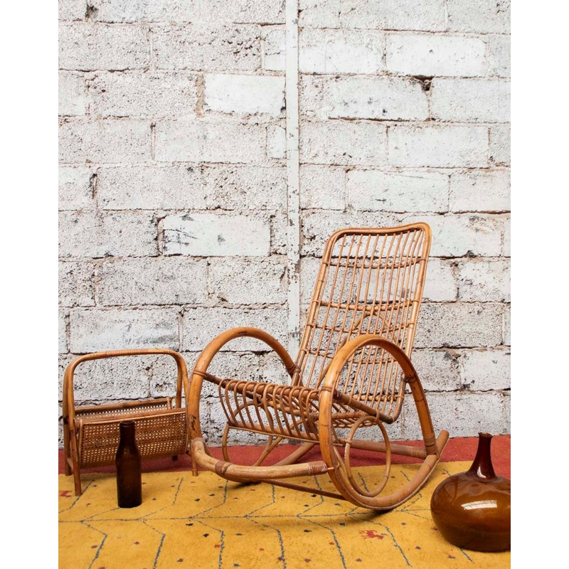 Rocking-chair en rotin clair n°68