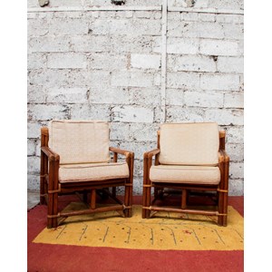 Paire de fauteuils en rotin foncé n°764