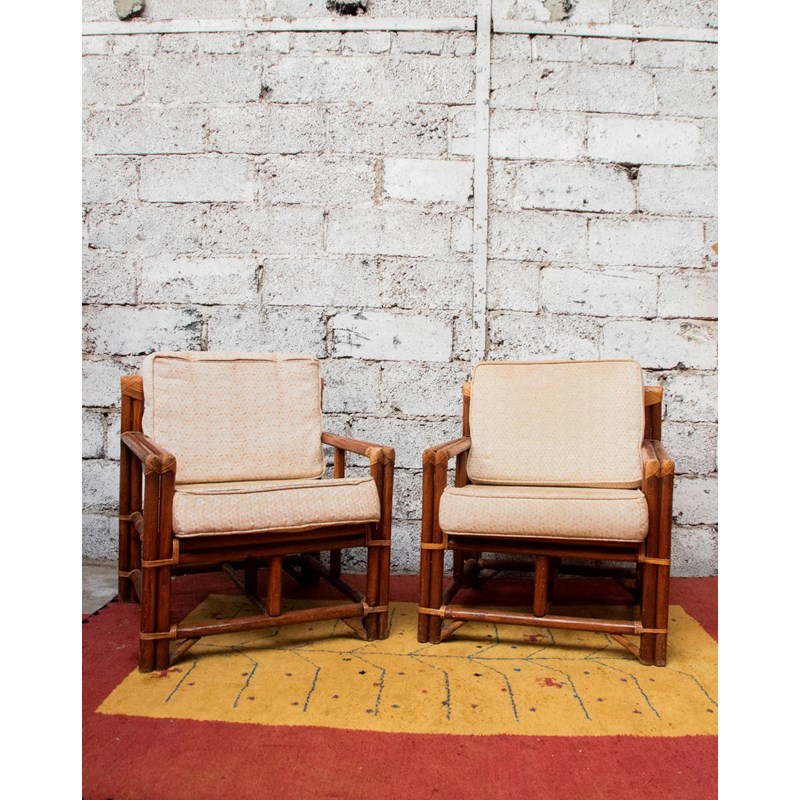 Paire de fauteuils en rotin foncé n°764