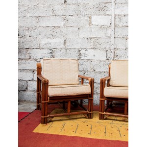 Paire de fauteuils en rotin foncé n°764