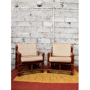 Paire de fauteuils en rotin foncé n°764