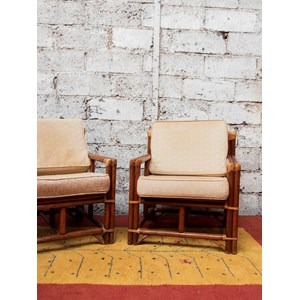 Paire de fauteuils en rotin foncé n°764