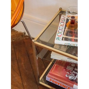 Table d'appoint chromée en verre n°1238