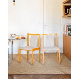 Lot de 2 chaises rayées en bois clair n°1341