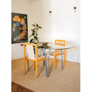 Lot de 2 chaises rayées en bois clair n°1341