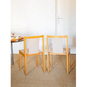 Lot de 2 chaises rayées en bois clair n°1341