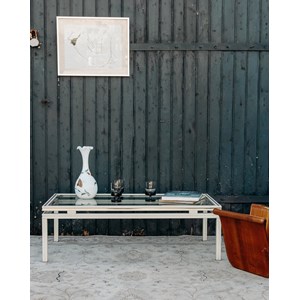 Table basse en verre et métal n°842