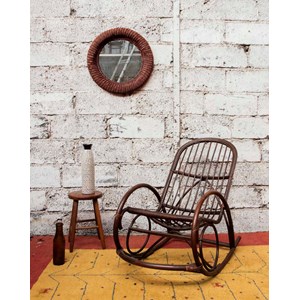 Rocking-chair en rotin foncé n°69