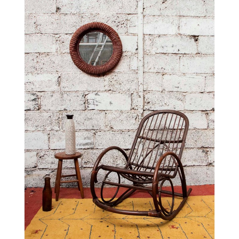 Rocking-chair en rotin foncé n°69