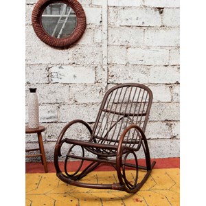 Rocking-chair en rotin foncé n°69
