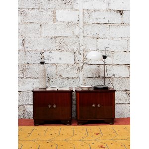 Paire de chevets en bois foncé n°690