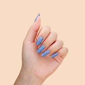 Vernis autocollant cinderella - manucure facile longue tenue Bleu pailleté