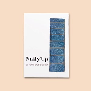 Vernis autocollant cinderella - manucure facile longue tenue Bleu pailleté