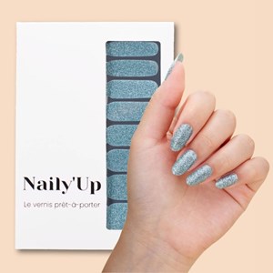Vernis autocollant shining sky - manucure facile longue tenue Bleu pailleté glacier