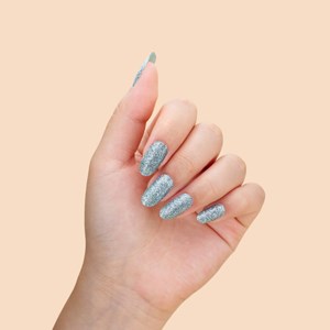 Vernis autocollant shining sky - manucure facile longue tenue Bleu pailleté glacier