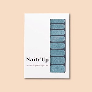 Vernis autocollant shining sky - manucure facile longue tenue Bleu pailleté glacier