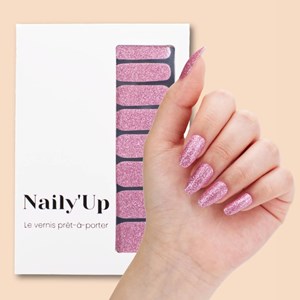 Vernis autocollant shining pink - manucure facile longue tenue Rose pailletée